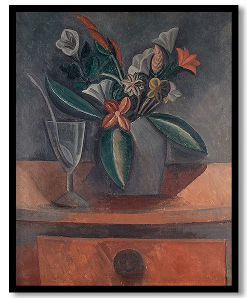 Flowers in a Grey Jar by Pablo Picasso (1908)