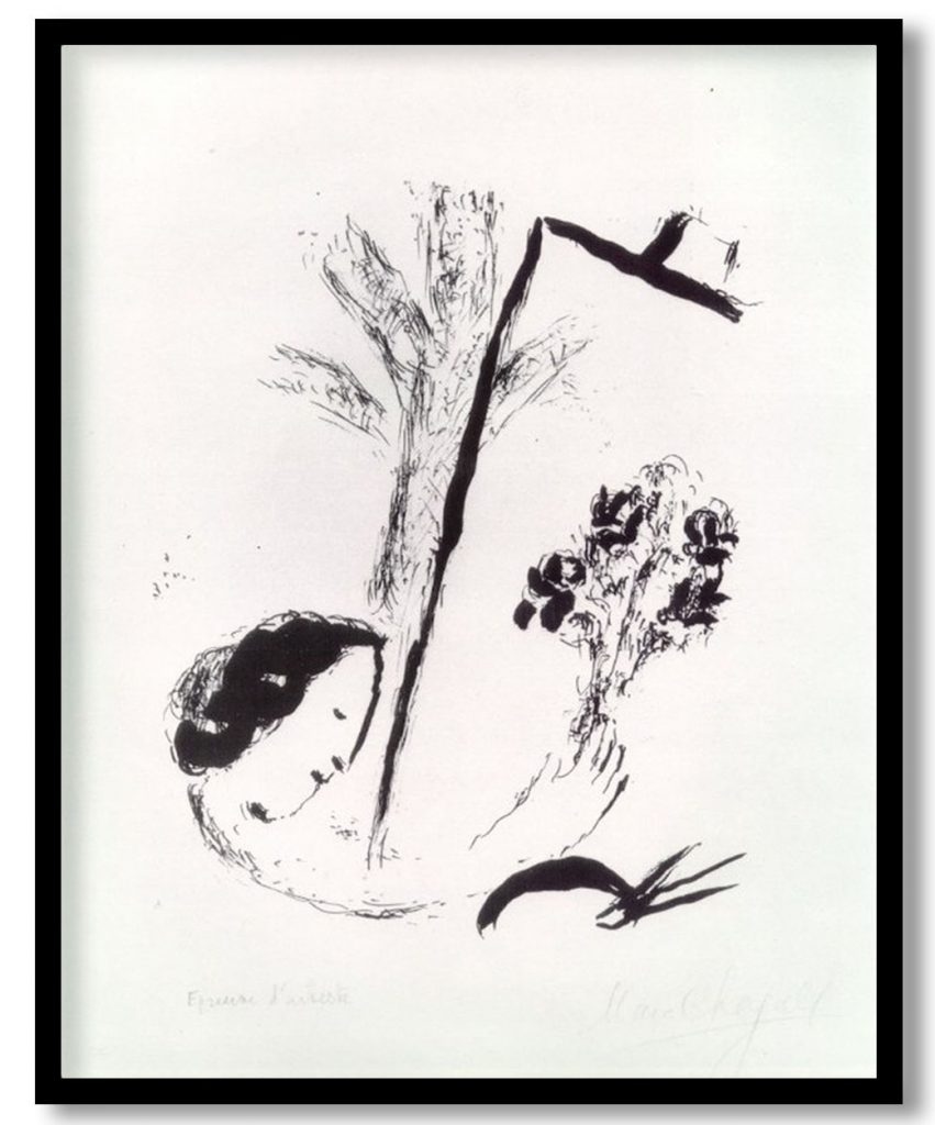 Bouquet with hand by Marc Chagall (1957)