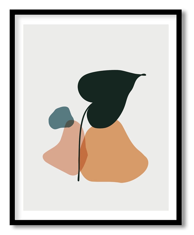 Abstract minimalist dark green leaf