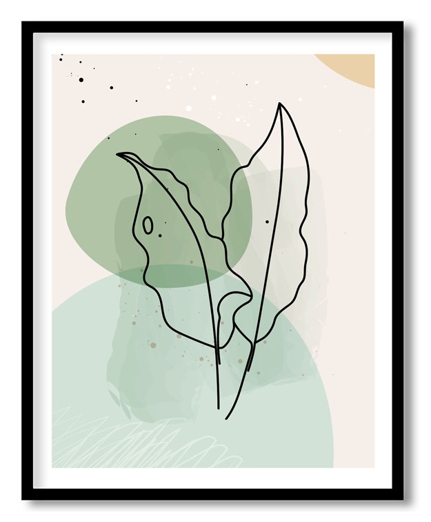 Modern abstract couple line drawing leaves