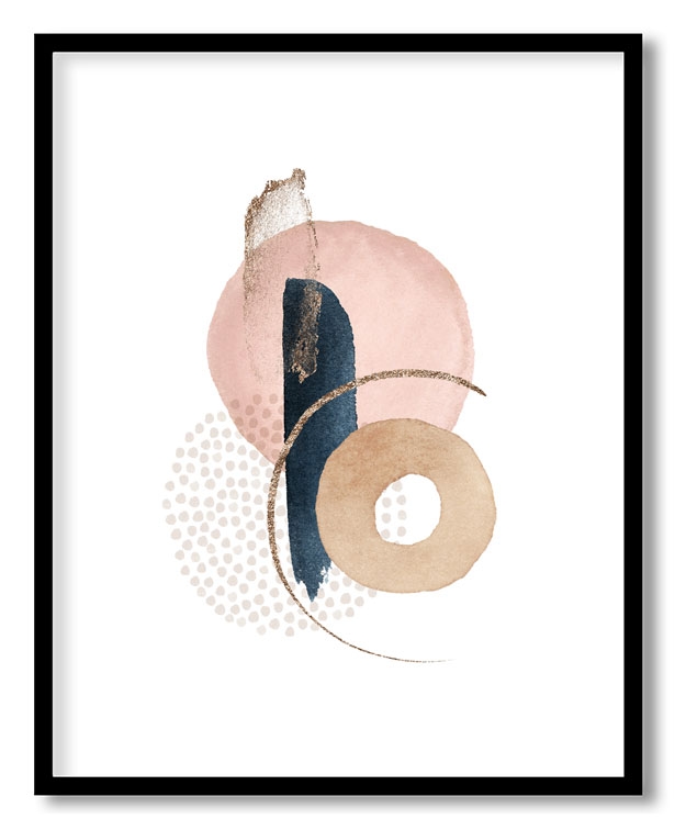 Abstract navy blue blush pink ivory #22