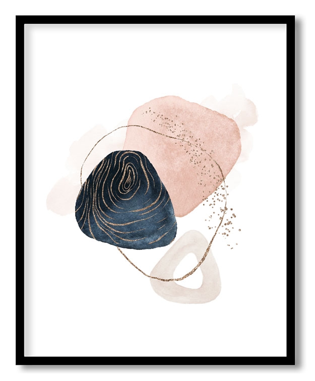 Abstract navy blue blush pink ivory #23