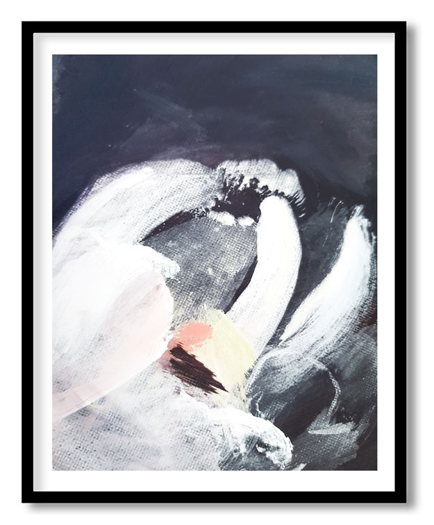 Abstract white brushstroke flower