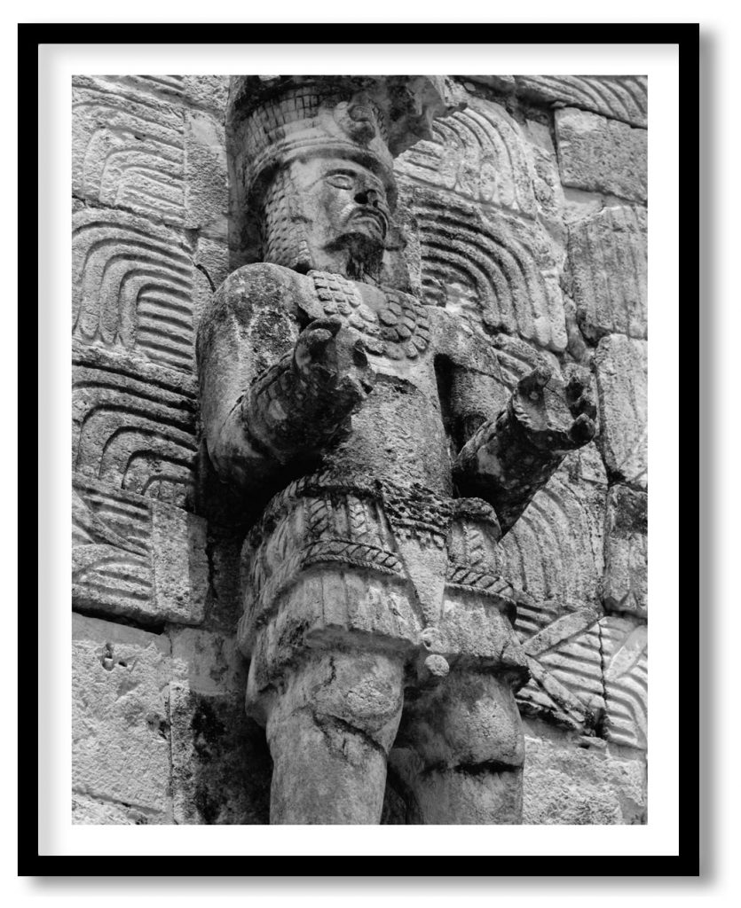 Mayan ruins black and white