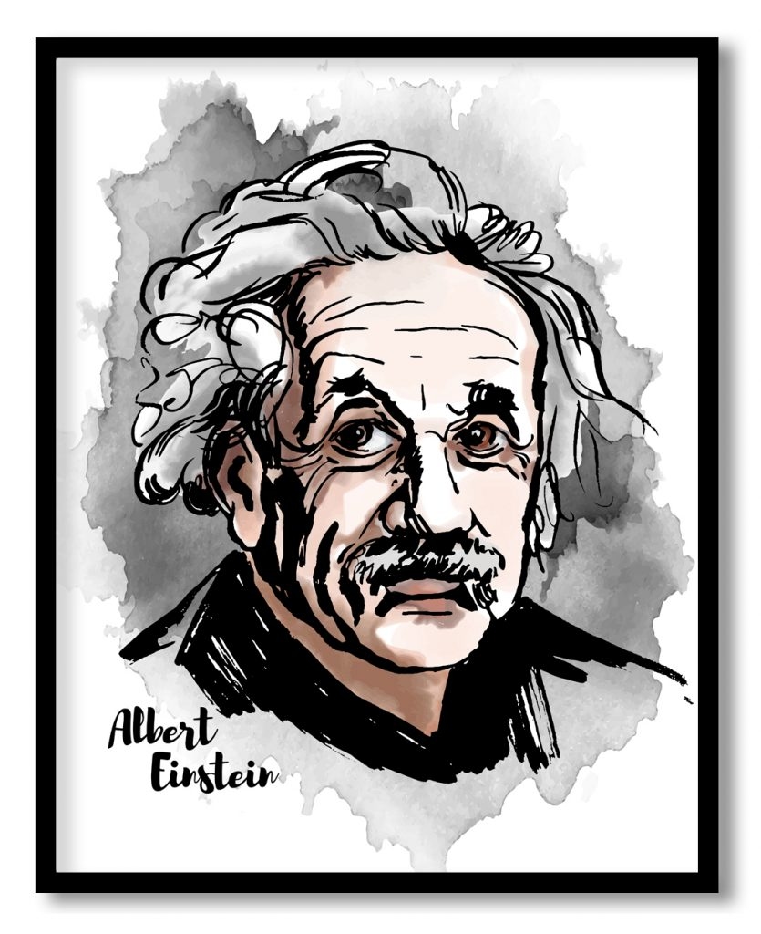 Watercolor portrait of Albert Einstein