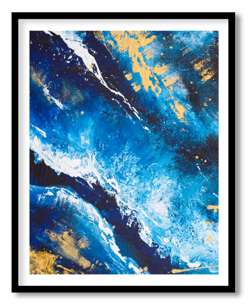 Contemporary abstract blue golden