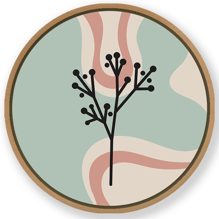 Dried flowers pattern #131 - Circular Wooden Frame