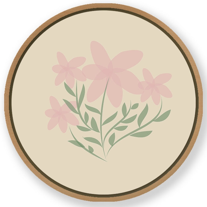 Botanical flowers #150 - Circular Wooden Frame