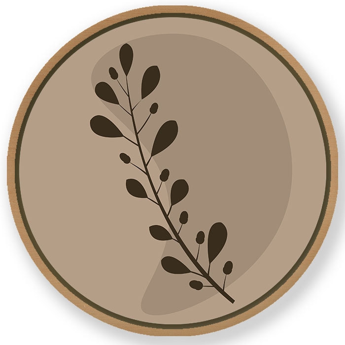 geometric figurative exotic plants #182 - Circular Wooden Frame