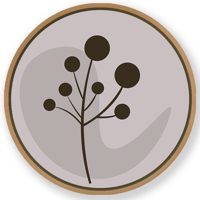 geometric figurative exotic plants #184 - Circular Wooden Frame