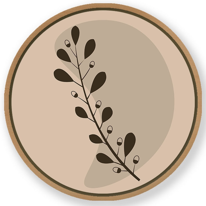 geometric figurative exotic plants #185 - Circular Wooden Frame