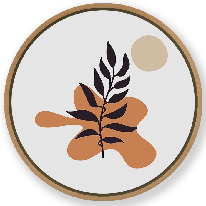 Silhouette figurative botanical abstract #200 - Circular Wooden Frame