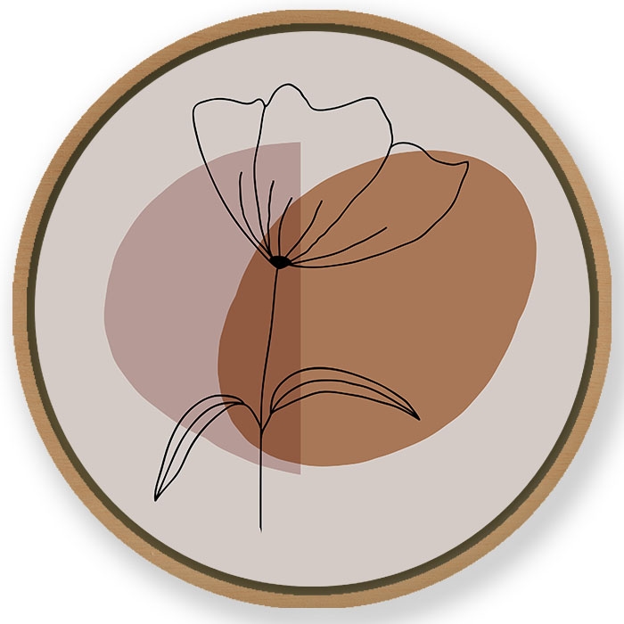 Bohemian line drawing leaves #230 - Circular Wooden Frame