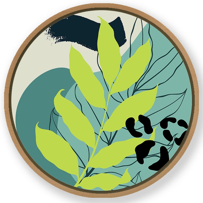 Tropical palm plants #236 - Circular Wooden Frame