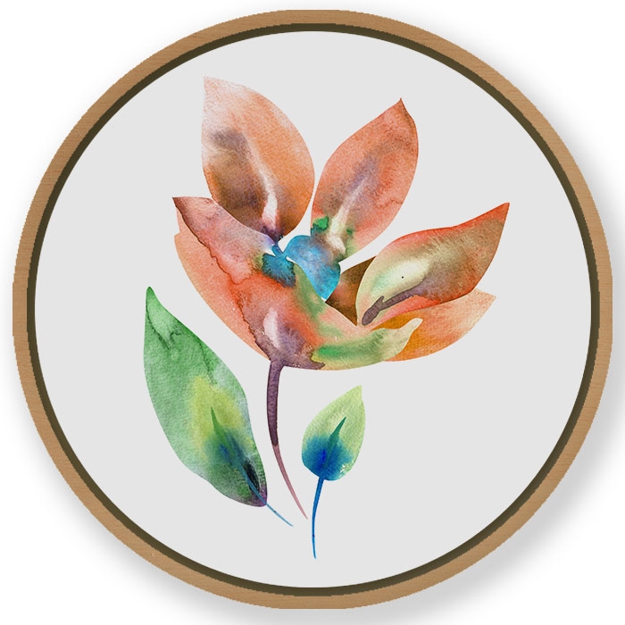 Portrait flower leaf - Circular Wooden Frame