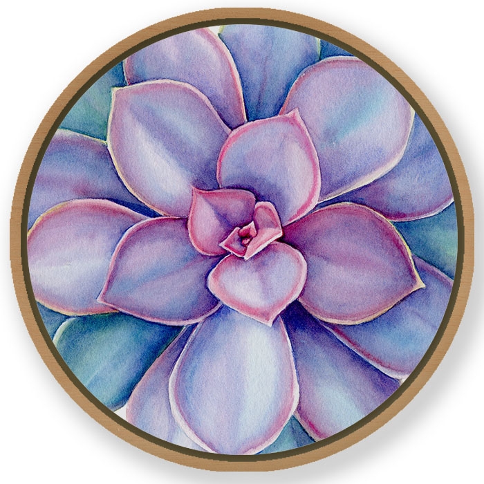 Piece purple flower - Circular Wooden Frame
