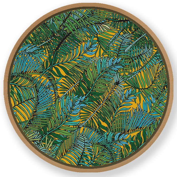 Botanic ferns  - Circular Wooden Frame