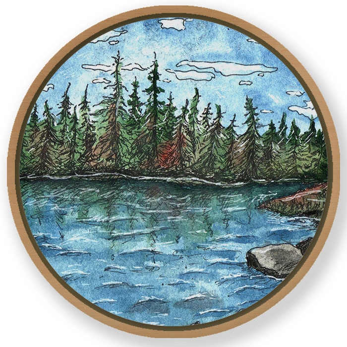 Botanical landscape - Circular Wooden Frame