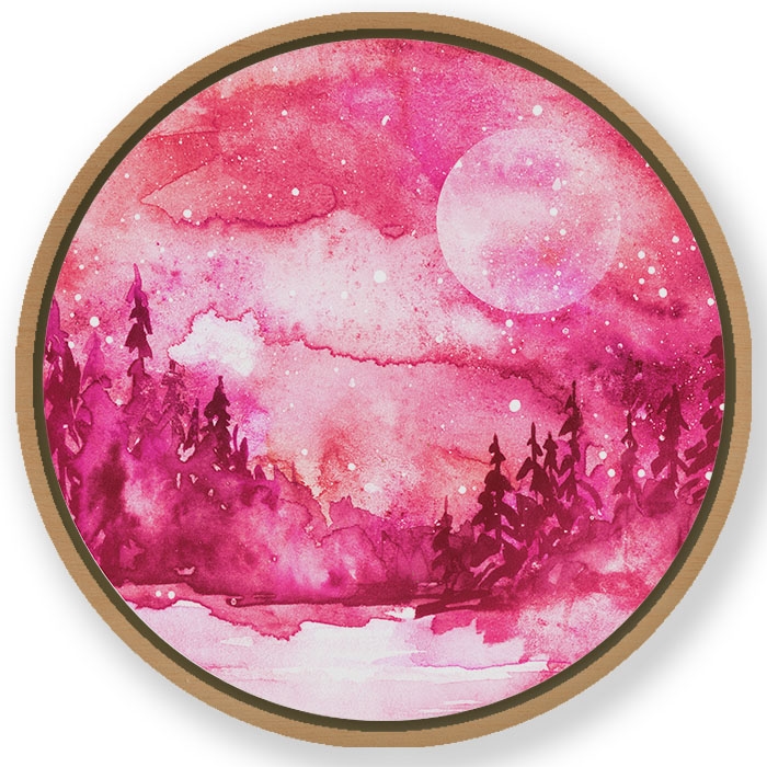 Galaxy landscape - Circular Wooden Frame