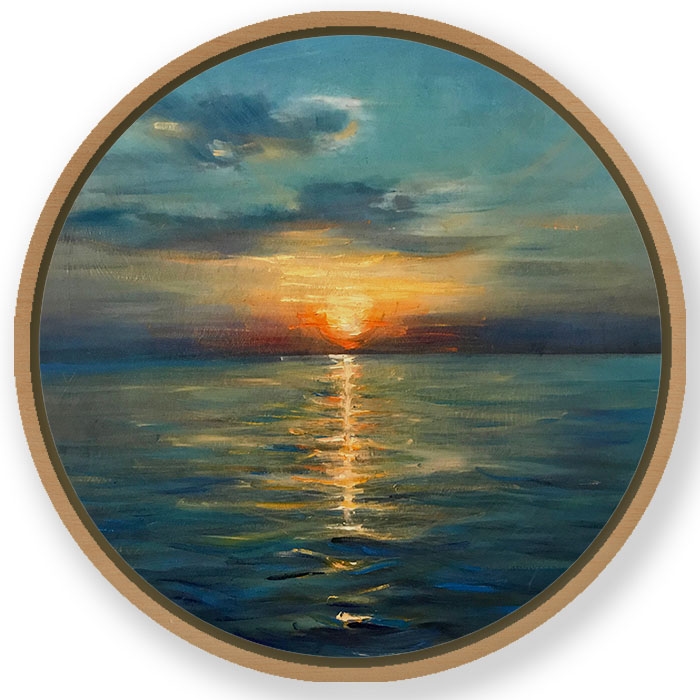 Portrait sunset - Circular Wooden Frame