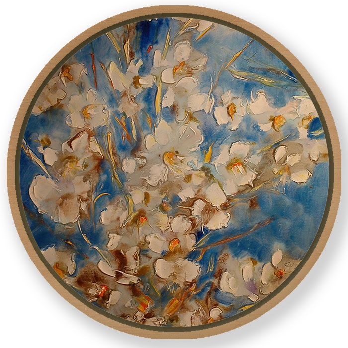 Flower painting - Circular Wooden Frame