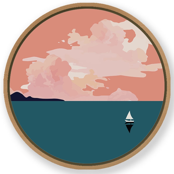 Landscape abstract - Circular Wooden Frame