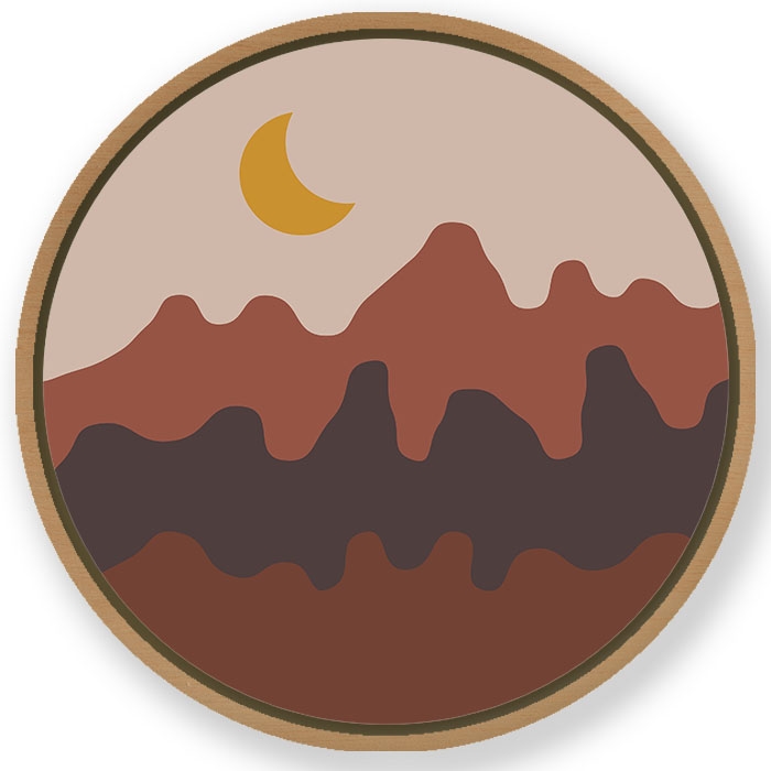 Bohemian mountain landscape #313 - Circular Wooden Frame