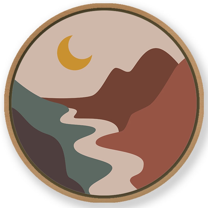 Bohemian mountain landscape #314 - Circular Wooden Frame