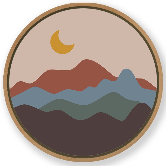 Bohemian mountain landscape #320 - Circular Wooden Frame