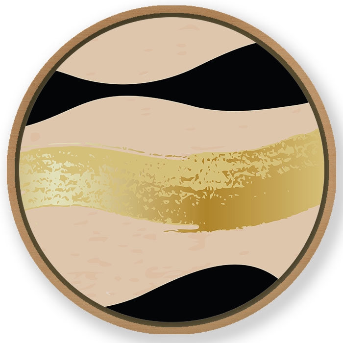 Golden texture marble #326 - Circular Wooden Frame