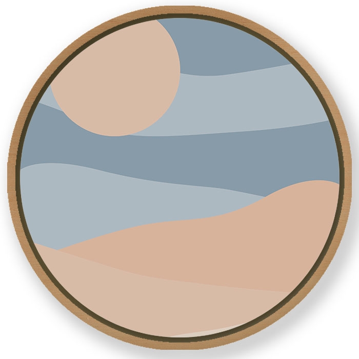 Hills sky landscape - Circular Wooden Frame