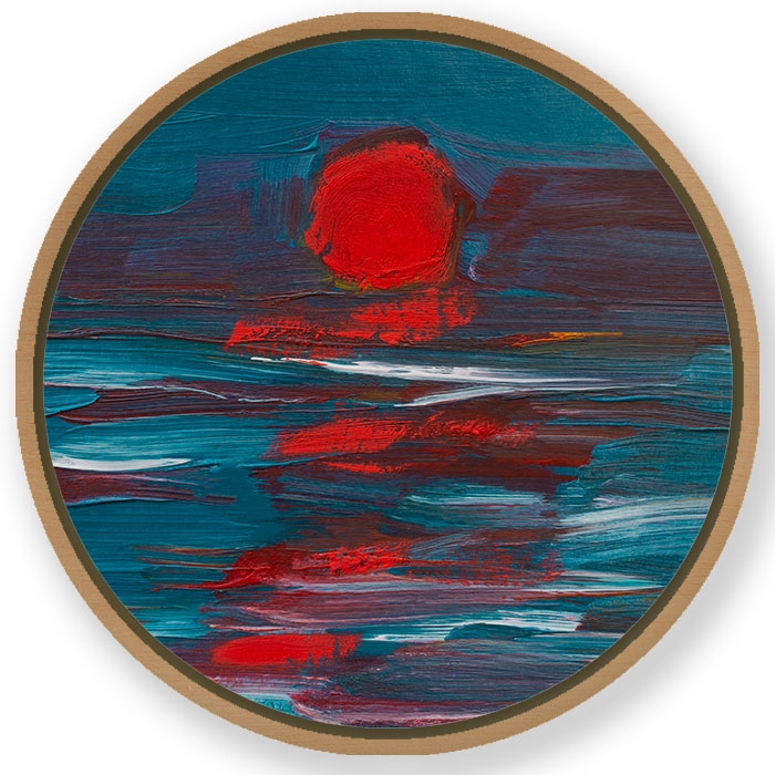 Sunset painting - Circular Wooden Frame