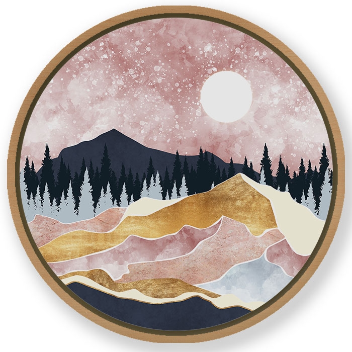 Mountain abstruse - Circular Wooden Frame