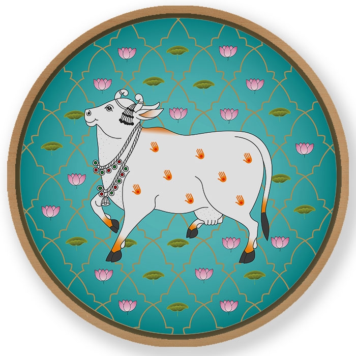 God pichwai painting - Circular Wooden Frame