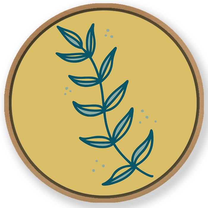 Botanical leaf - Circular Wooden Frame