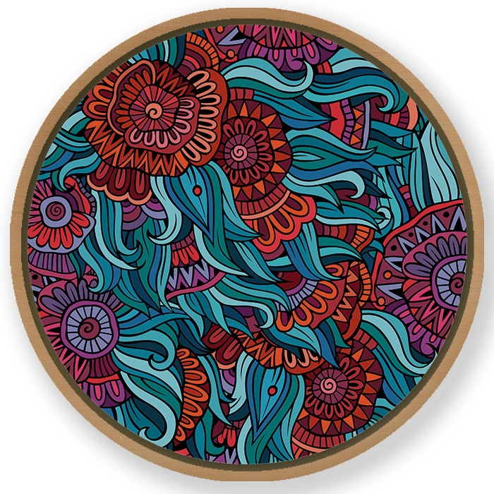 Floral pattern - Circular Wooden Frame