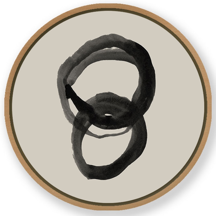 Watercolor figure - Circular Wooden Frame