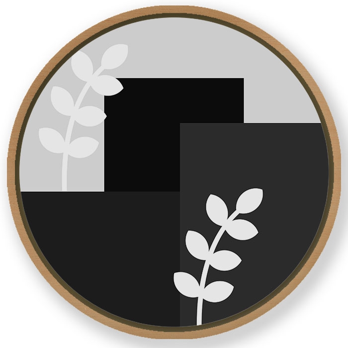 Figurative botanical leaves #780 - Circular Wooden Frame