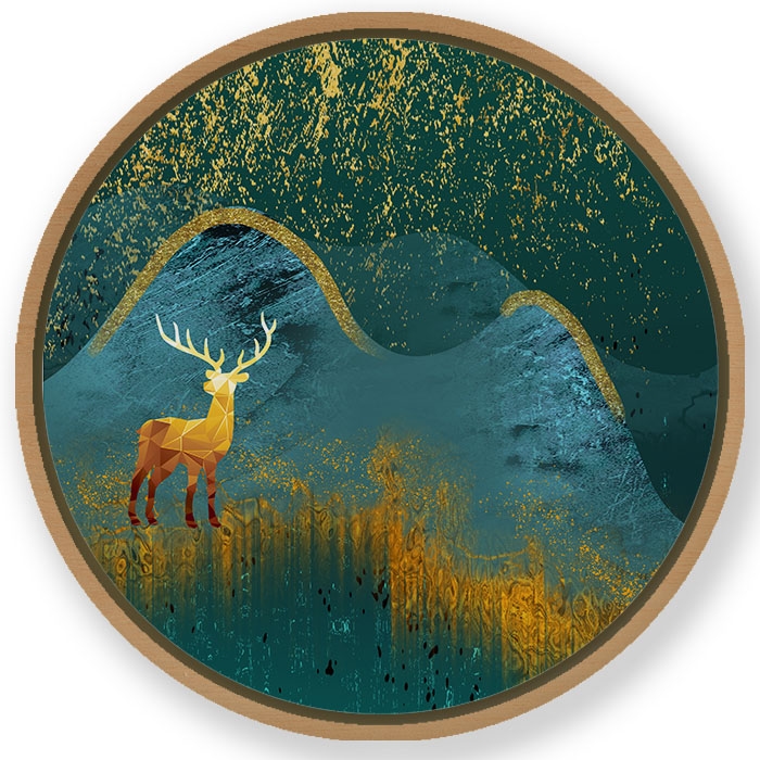 Contemporary forest abstract #512 - Circular Wooden Frame