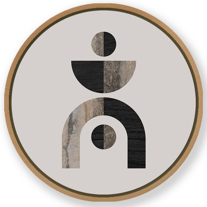Black minimal shapes #461 - Circular Wooden Frame