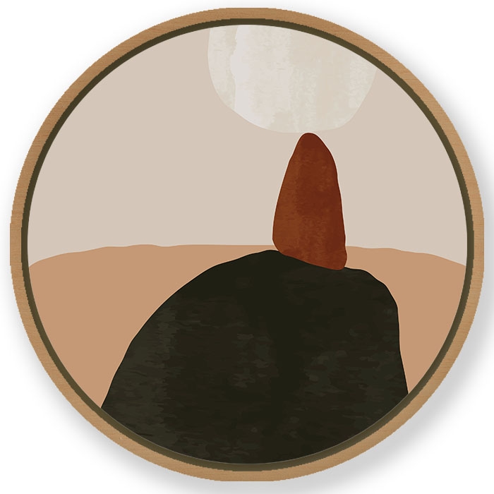 Modern figurative paintings #192 - Circular Wooden Frame