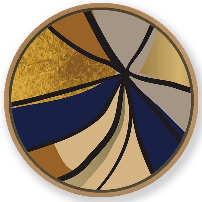 Silhouette contemporary abstract #691 - Circular Wooden Frame