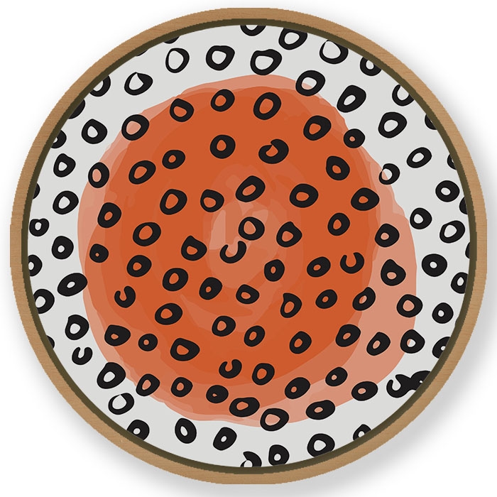 Trendy doodle boho line drawing #600 - Circular Wooden Frame