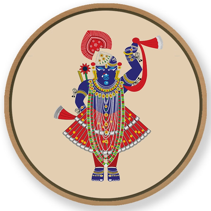 Lord shrinathji - Circular Wooden Frame