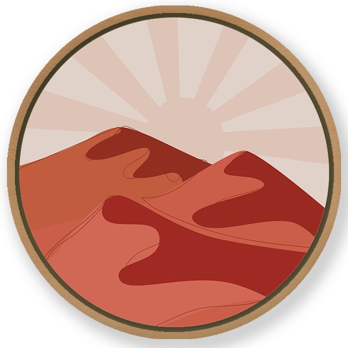 Sunset landscape abstract #372 - Circular Wooden Frame