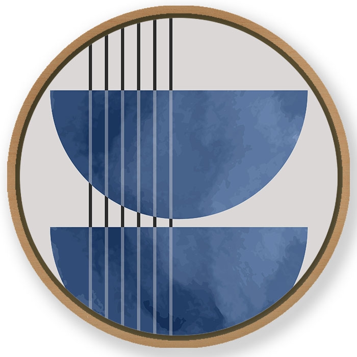 geometric figurative mid century abstract #740 - Circular Wooden Frame