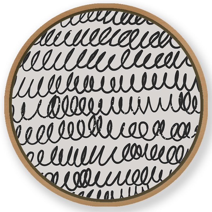 Modern minimal line drawing - Circular Wooden Frame