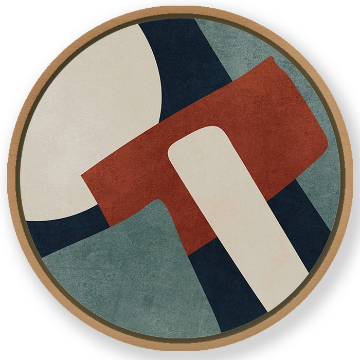 contemporary figurative abstract - Circular Wooden Frame