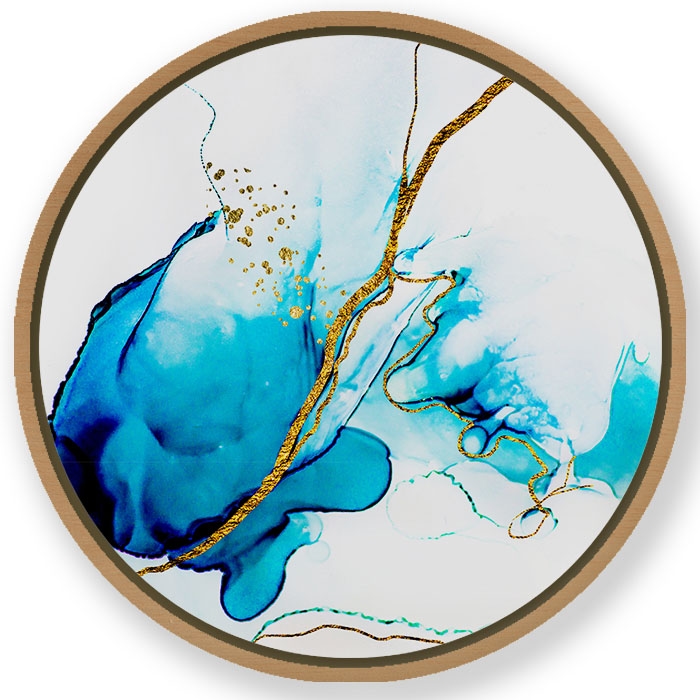 Alcoholic golden abstract - Circular Wooden Frame
