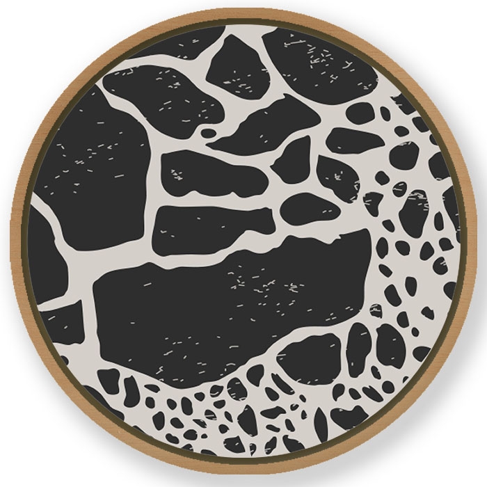 Dark organic abstract #221 - Circular Wooden Frame